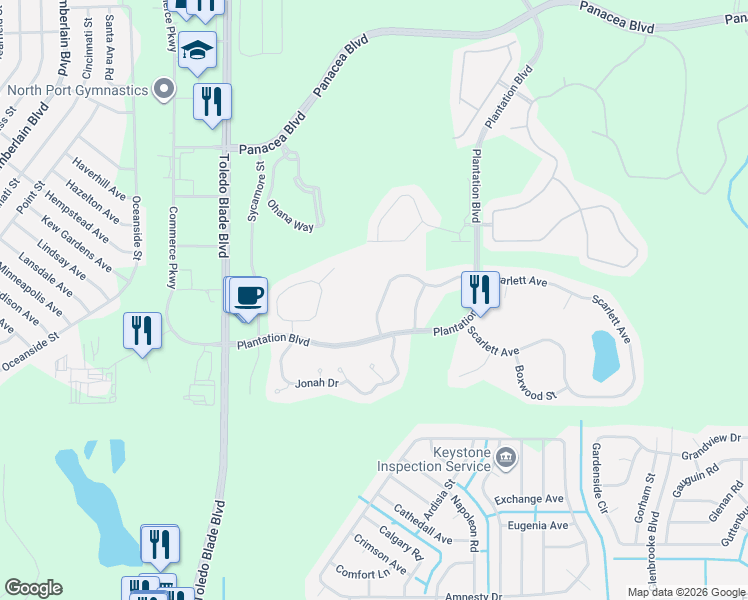 map of restaurants, bars, coffee shops, grocery stores, and more near 1983 Scarlett Avenue in North Port