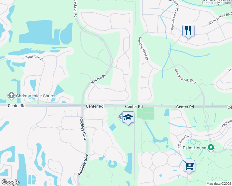 map of restaurants, bars, coffee shops, grocery stores, and more near 1907 Batello Drive in Venice