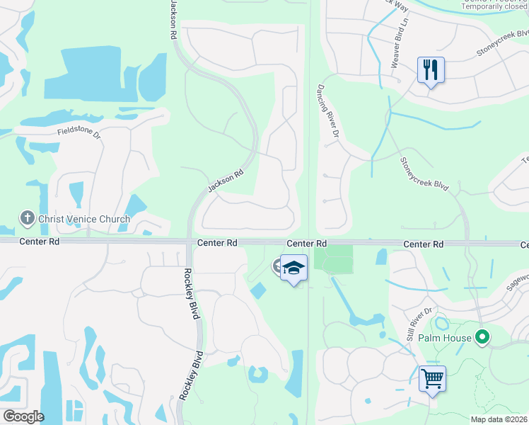 map of restaurants, bars, coffee shops, grocery stores, and more near 1907 Batello Drive in Venice