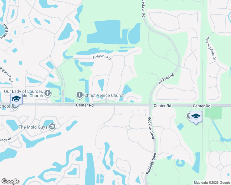 map of restaurants, bars, coffee shops, grocery stores, and more near 409 Lansbrook Drive in Venice