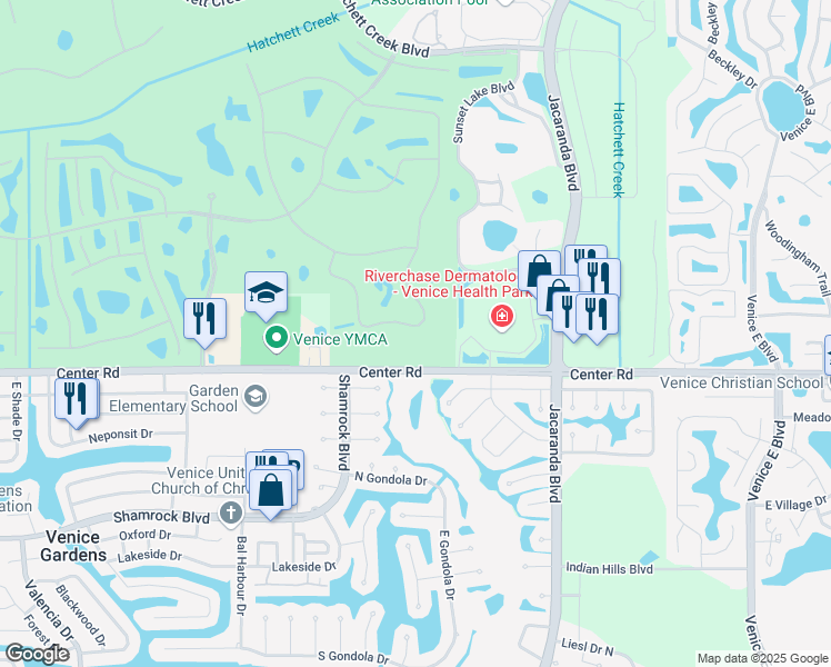 map of restaurants, bars, coffee shops, grocery stores, and more near 1877 San Silvestro Drive in Venice