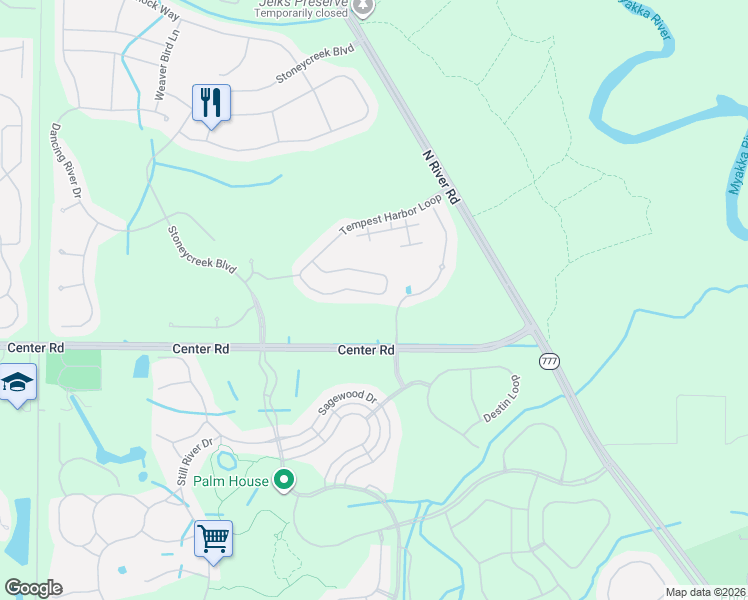 map of restaurants, bars, coffee shops, grocery stores, and more near 11819 Tempest Harbor Loop in Venice