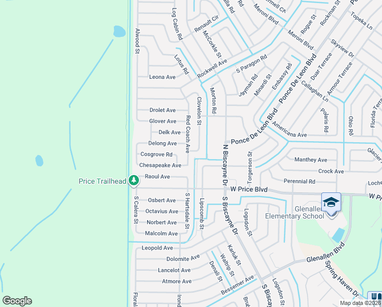 map of restaurants, bars, coffee shops, grocery stores, and more near 1950 Emrick Street in North Port