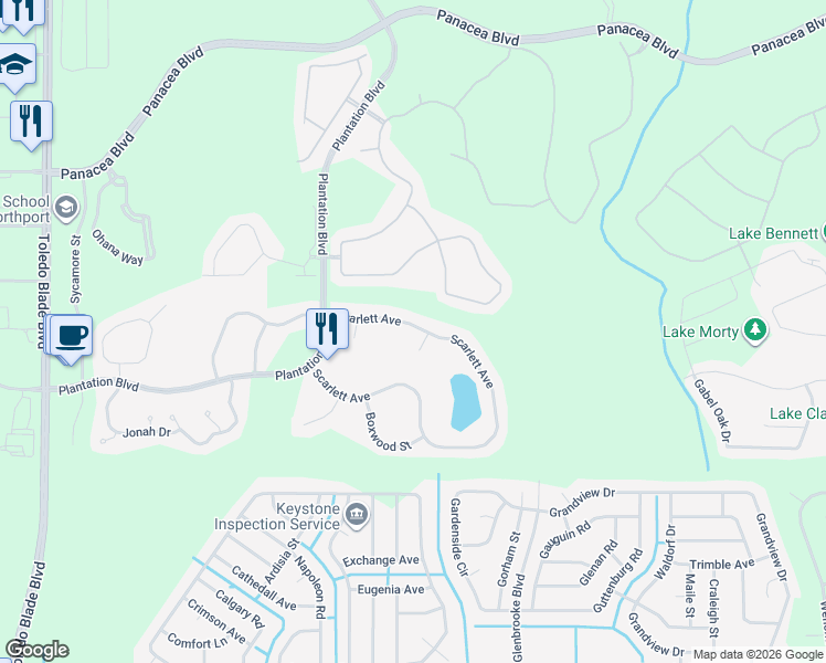 map of restaurants, bars, coffee shops, grocery stores, and more near 1795 Scarlett Avenue in North Port