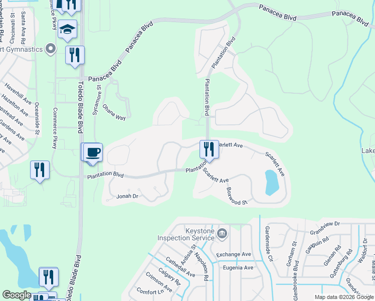 map of restaurants, bars, coffee shops, grocery stores, and more near 1924 Scarlett Avenue in North Port