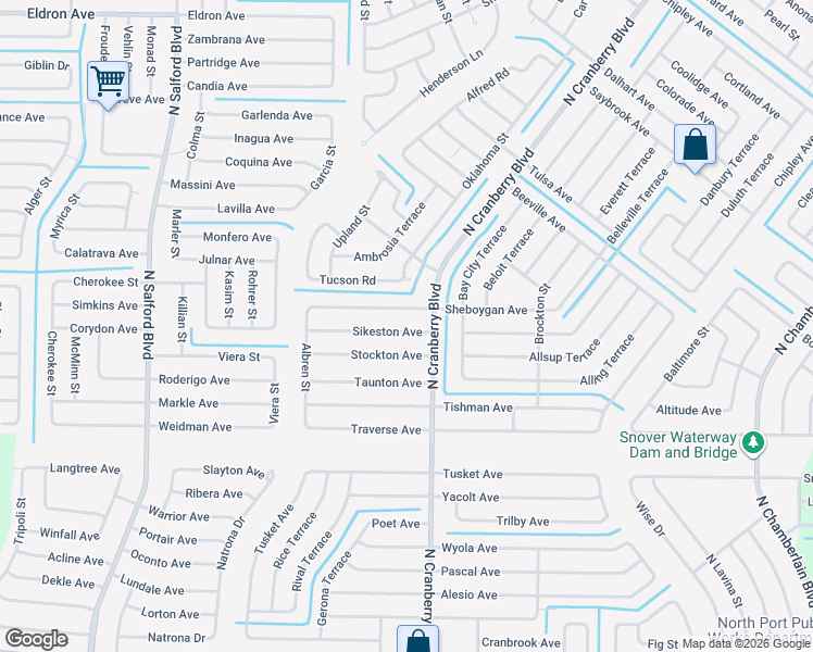 map of restaurants, bars, coffee shops, grocery stores, and more near 3062 Sikeston Avenue in North Port