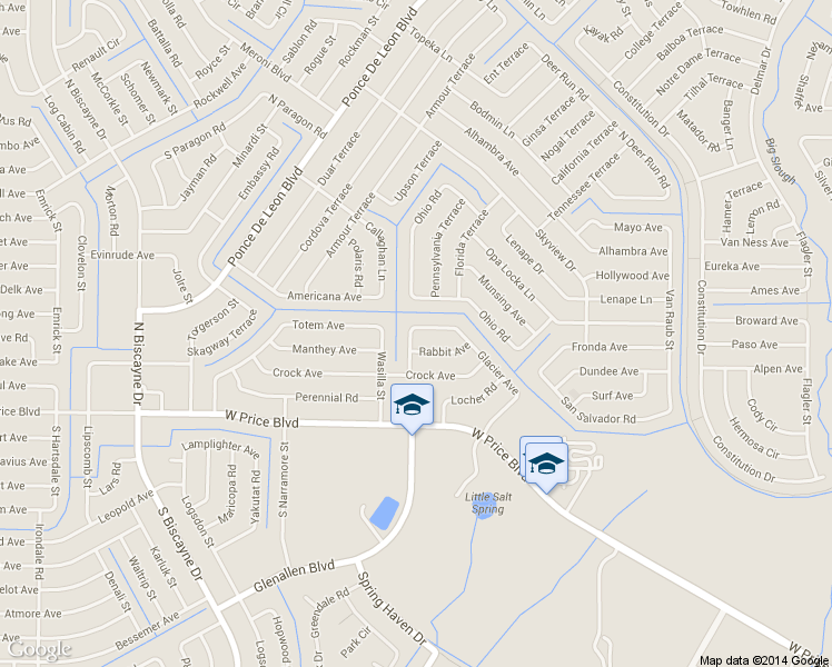 map of restaurants, bars, coffee shops, grocery stores, and more near 6980 Glacier Avenue in North Port