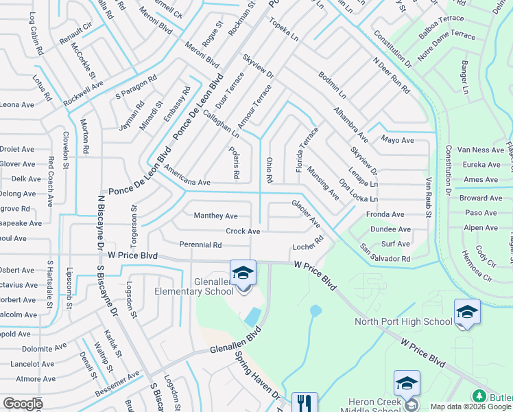 map of restaurants, bars, coffee shops, grocery stores, and more near 7138 Totem Avenue in North Port