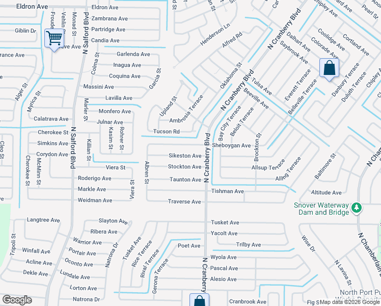map of restaurants, bars, coffee shops, grocery stores, and more near 3062 Sikeston Avenue in North Port