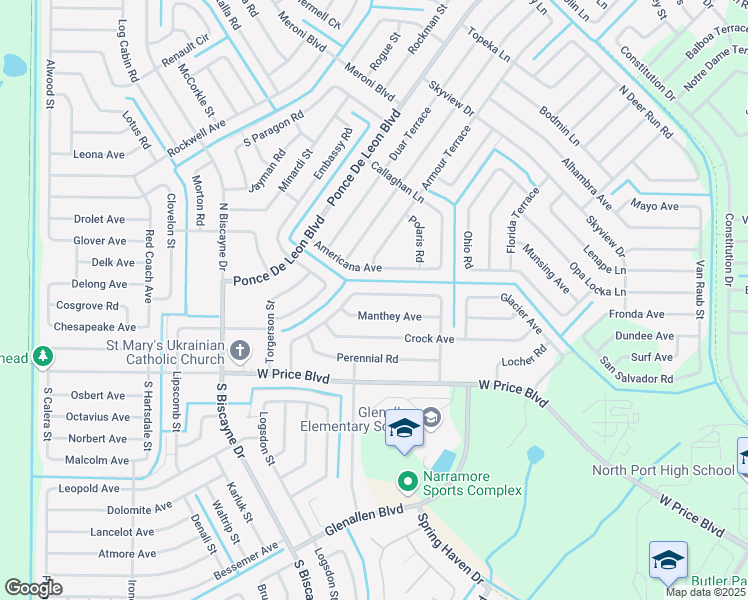 map of restaurants, bars, coffee shops, grocery stores, and more near 7291 Totem Avenue in North Port