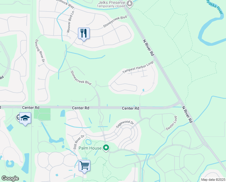 map of restaurants, bars, coffee shops, grocery stores, and more near 11890 Tempest Harbor Loop in Venice