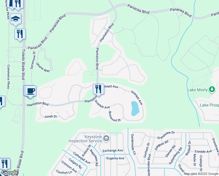 map of restaurants, bars, coffee shops, grocery stores, and more near 1838 Scarlett Avenue in North Port