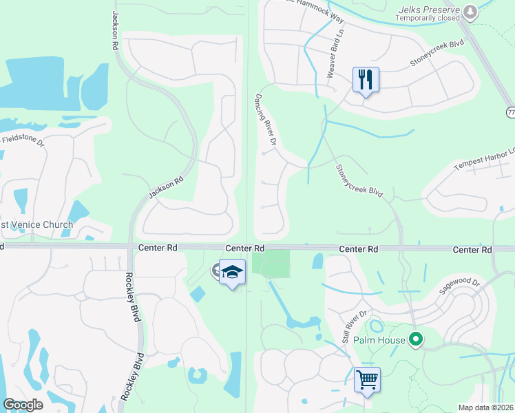 map of restaurants, bars, coffee shops, grocery stores, and more near 11454 Conch Court in Venice