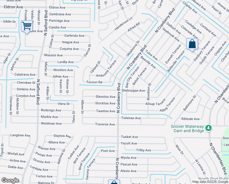 map of restaurants, bars, coffee shops, grocery stores, and more near 3062 Sikeston Avenue in North Port