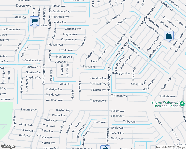map of restaurants, bars, coffee shops, grocery stores, and more near 3181 Sheboygan Avenue in North Port