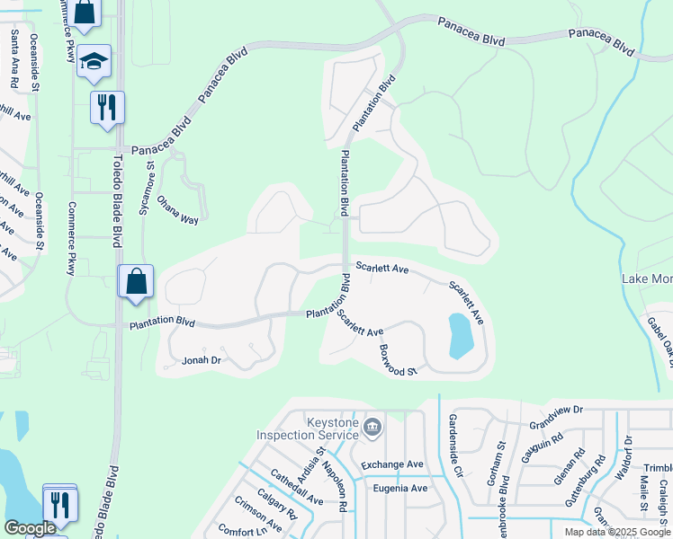 map of restaurants, bars, coffee shops, grocery stores, and more near 1868 Scarlett Avenue in North Port