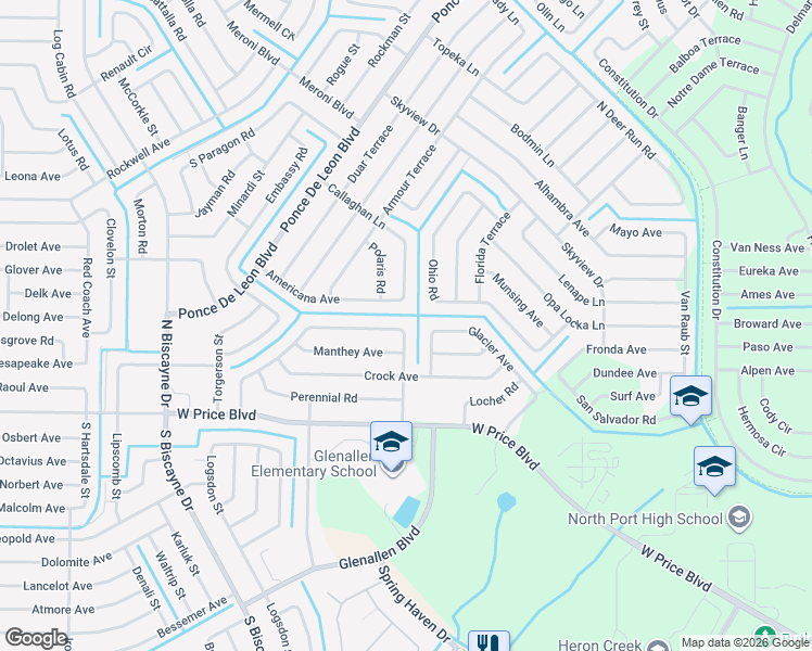 map of restaurants, bars, coffee shops, grocery stores, and more near 7124 Totem Avenue in North Port