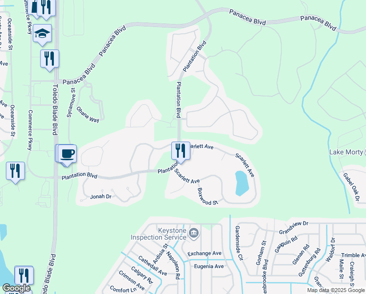 map of restaurants, bars, coffee shops, grocery stores, and more near 1868 Scarlett Avenue in North Port