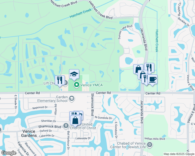 map of restaurants, bars, coffee shops, grocery stores, and more near 1944 San Silvestro Drive in Venice