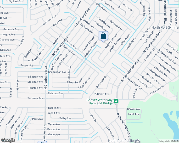 map of restaurants, bars, coffee shops, grocery stores, and more near 2341 Allsup Terrace in North Port