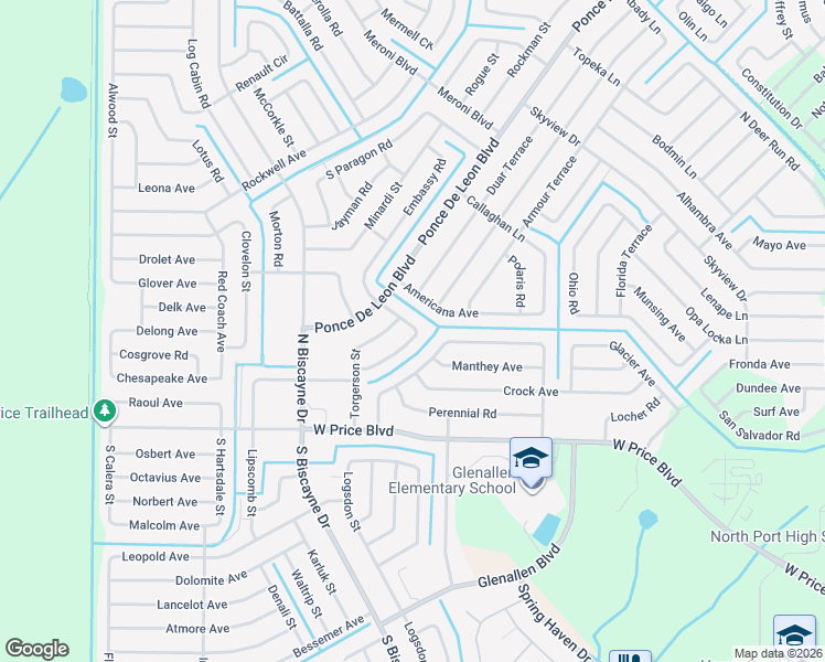 map of restaurants, bars, coffee shops, grocery stores, and more near 1711 Skagway Terrace in North Port