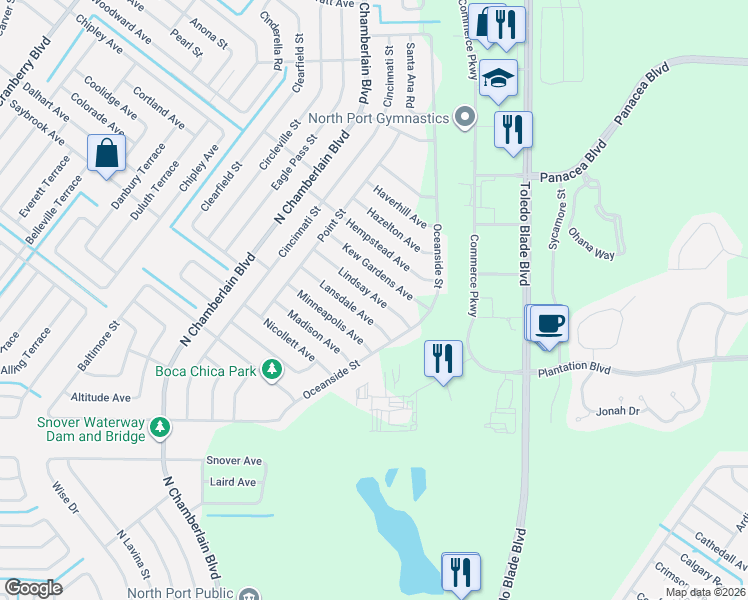 map of restaurants, bars, coffee shops, grocery stores, and more near 1504 Lansdale Avenue in North Port