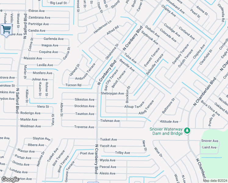 map of restaurants, bars, coffee shops, grocery stores, and more near 2810 Beloit Terrace in North Port