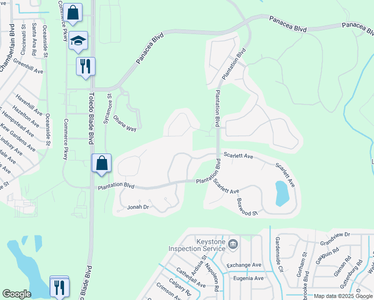 map of restaurants, bars, coffee shops, grocery stores, and more near 1943 Scarlett Avenue in North Port