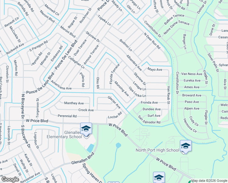 map of restaurants, bars, coffee shops, grocery stores, and more near 6383 North Ohio Road in North Port