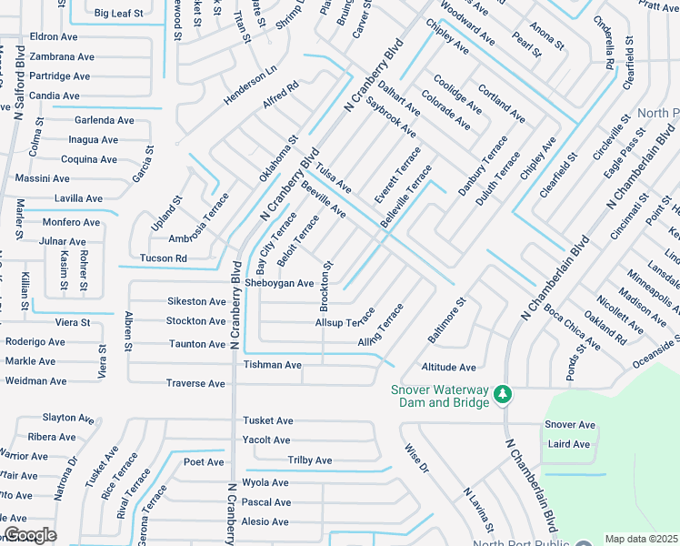 map of restaurants, bars, coffee shops, grocery stores, and more near 2927 Belleville Terrace in North Port