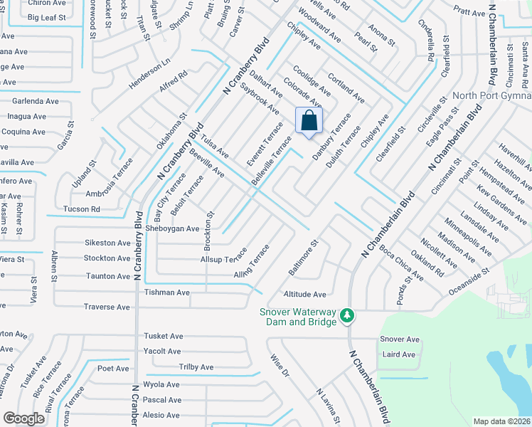 map of restaurants, bars, coffee shops, grocery stores, and more near 2342 Beeville Avenue in North Port