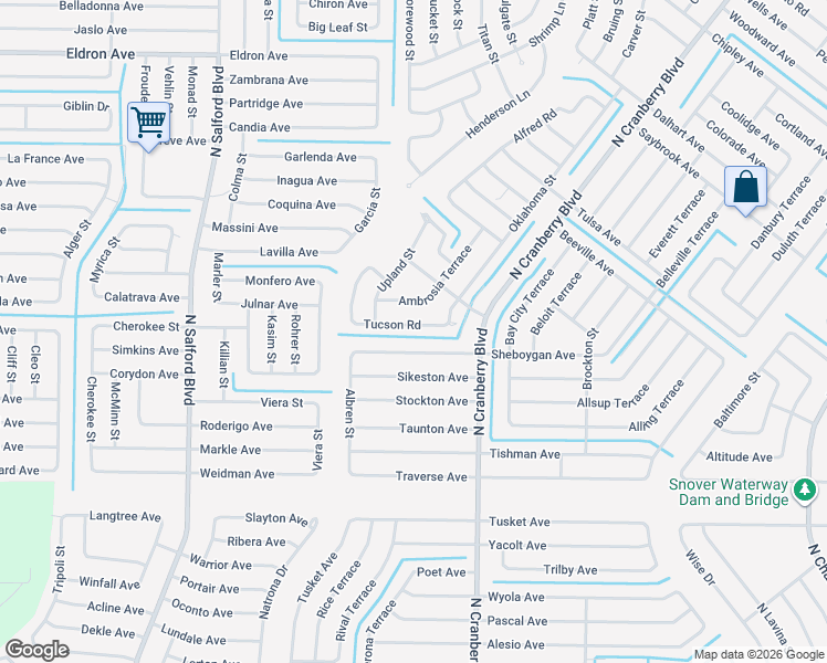 map of restaurants, bars, coffee shops, grocery stores, and more near 3216 Tucson Road in North Port