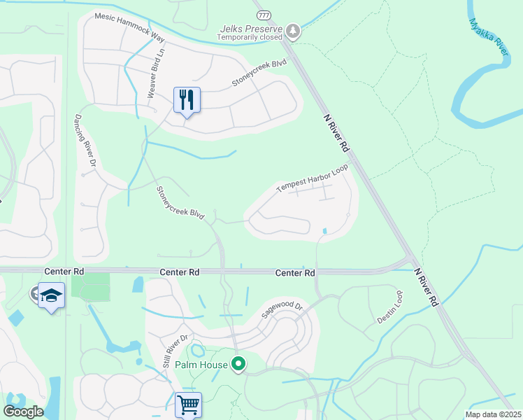 map of restaurants, bars, coffee shops, grocery stores, and more near 11969 Tempest Harbor Loop in Venice