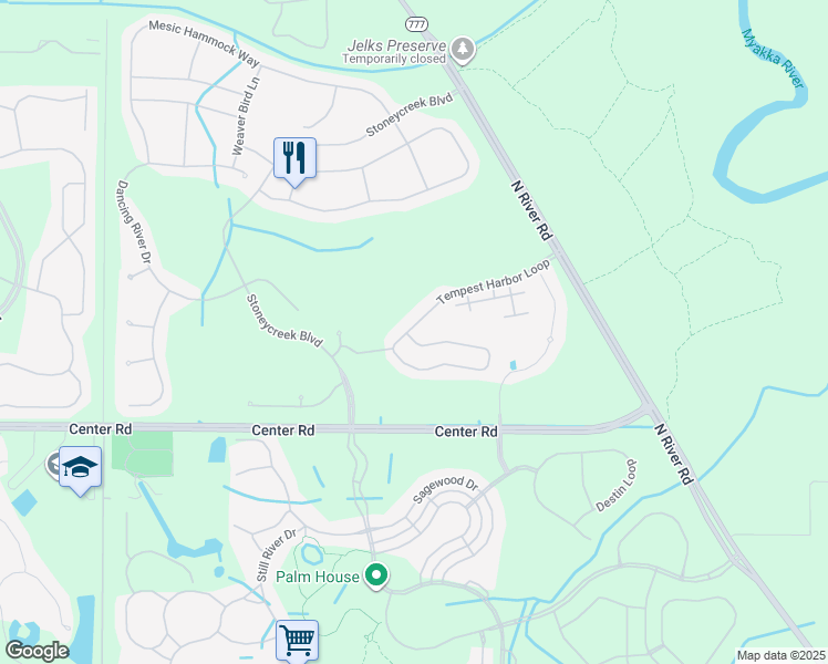 map of restaurants, bars, coffee shops, grocery stores, and more near 11969 Tempest Harbor Loop in Venice