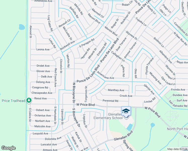 map of restaurants, bars, coffee shops, grocery stores, and more near 1998 Embassy Road in North Port
