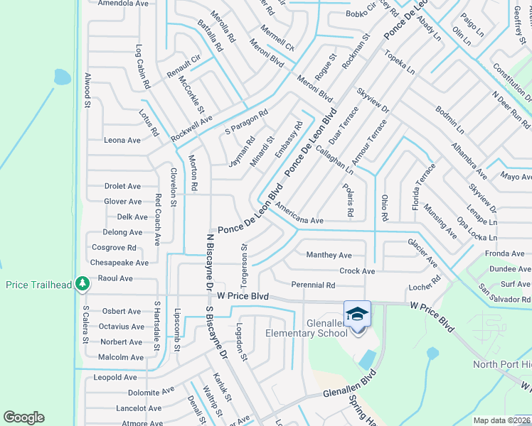 map of restaurants, bars, coffee shops, grocery stores, and more near 1998 Embassy Road in North Port