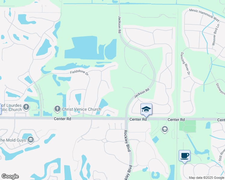 map of restaurants, bars, coffee shops, grocery stores, and more near 383 Cedarbrook Court in Venice
