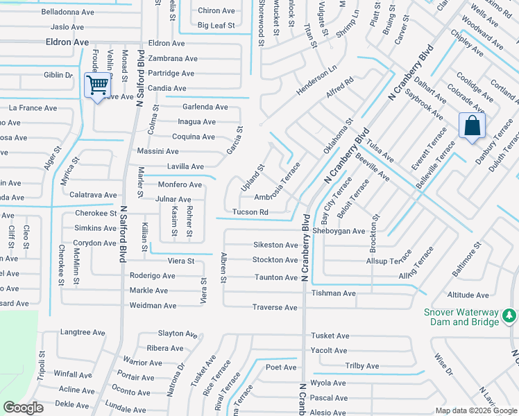 map of restaurants, bars, coffee shops, grocery stores, and more near 3216 Tucson Road in North Port