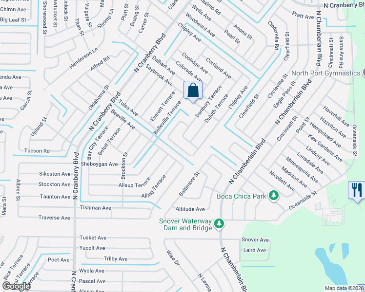 map of restaurants, bars, coffee shops, grocery stores, and more near 2282 Everglades Terrace in North Port