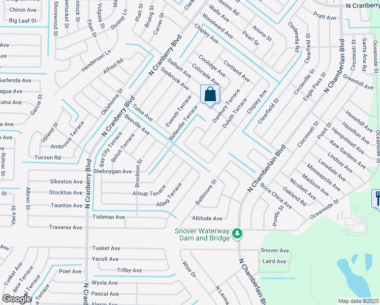 map of restaurants, bars, coffee shops, grocery stores, and more near 2342 Beeville Avenue in North Port