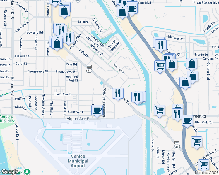 map of restaurants, bars, coffee shops, grocery stores, and more near 1032 S Tamiami Trail in Venice