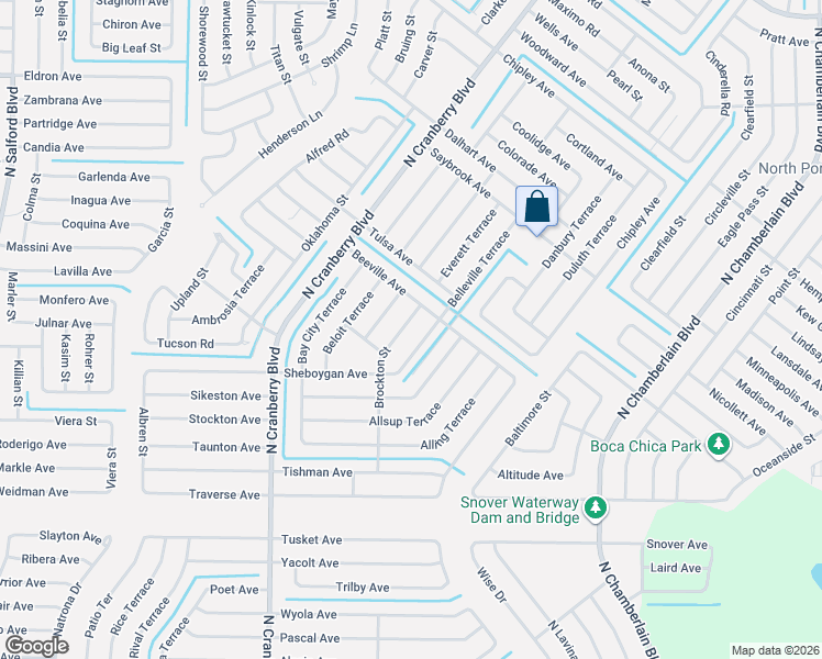 map of restaurants, bars, coffee shops, grocery stores, and more near 3034 Brockton Street in North Port