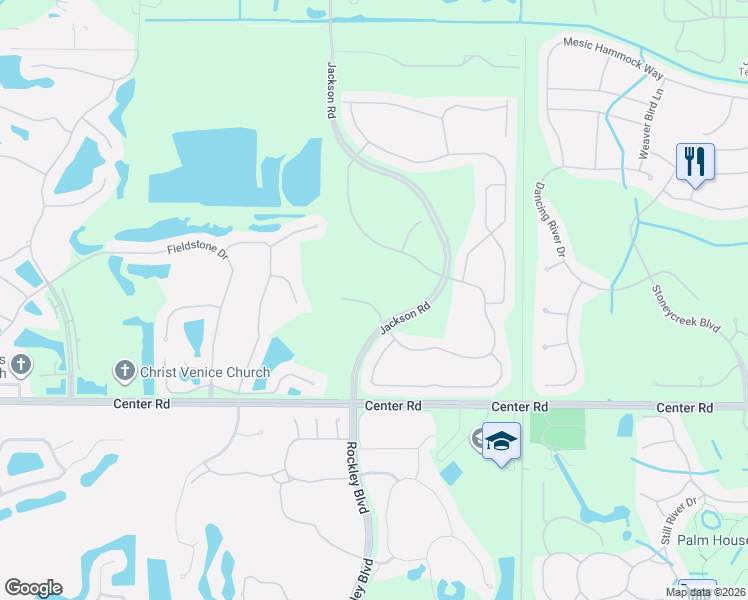 map of restaurants, bars, coffee shops, grocery stores, and more near 1796 Batello Drive in Venice