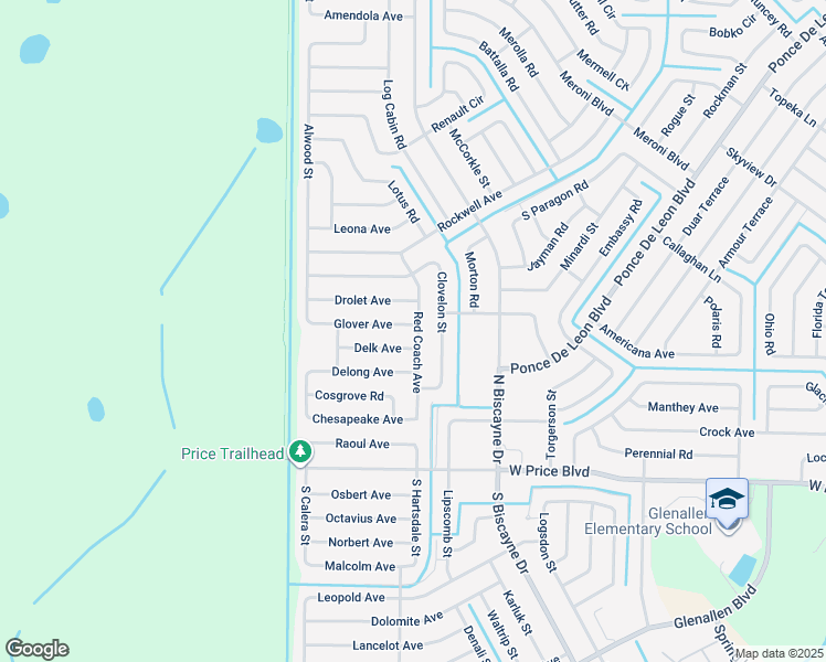 map of restaurants, bars, coffee shops, grocery stores, and more near 8307 Glover Avenue in North Port