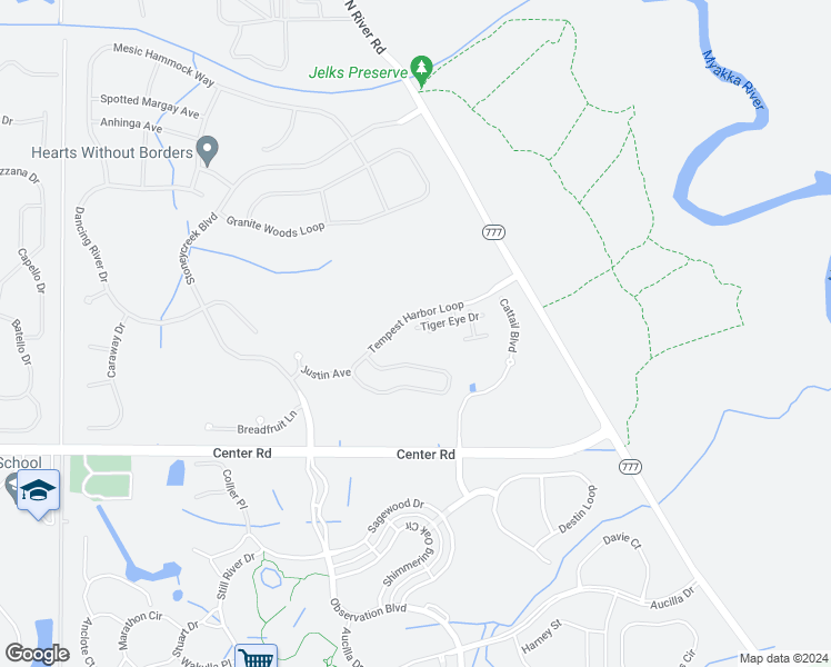 map of restaurants, bars, coffee shops, grocery stores, and more near 12905 Tigers Eye Drive in Venice