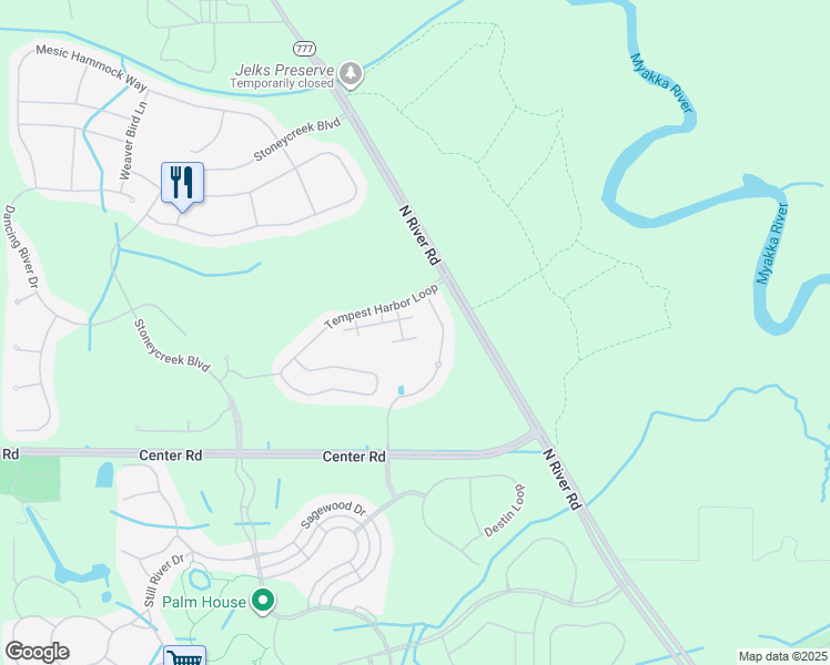 map of restaurants, bars, coffee shops, grocery stores, and more near 12362 Destiny Drive in Venice
