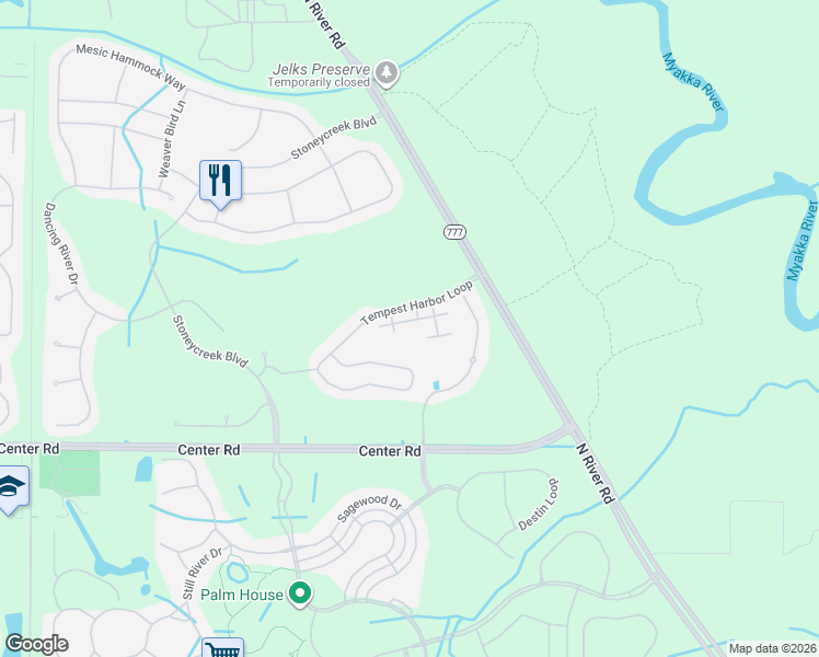 map of restaurants, bars, coffee shops, grocery stores, and more near 12983 Tiger Eye Drive in Venice