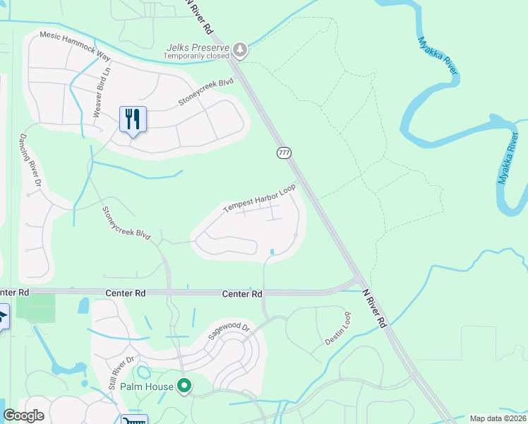 map of restaurants, bars, coffee shops, grocery stores, and more near 13035 Tigers Eye Drive in Venice