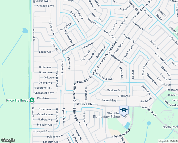 map of restaurants, bars, coffee shops, grocery stores, and more near 1998 Embassy Road in North Port