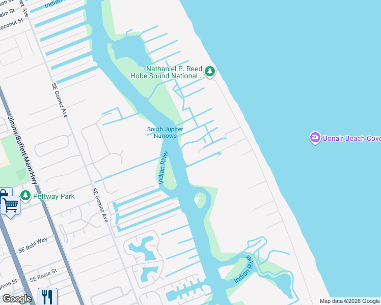 map of restaurants, bars, coffee shops, grocery stores, and more near 100 Harbor Way in Hobe Sound